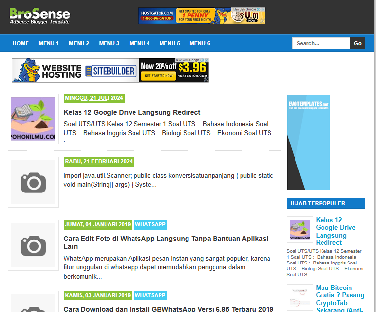 BroSense - Template Blog SEO Friendly Super Simple untuk Adsense